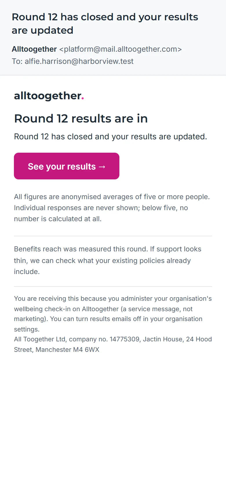 A round-closed email with no scores in it